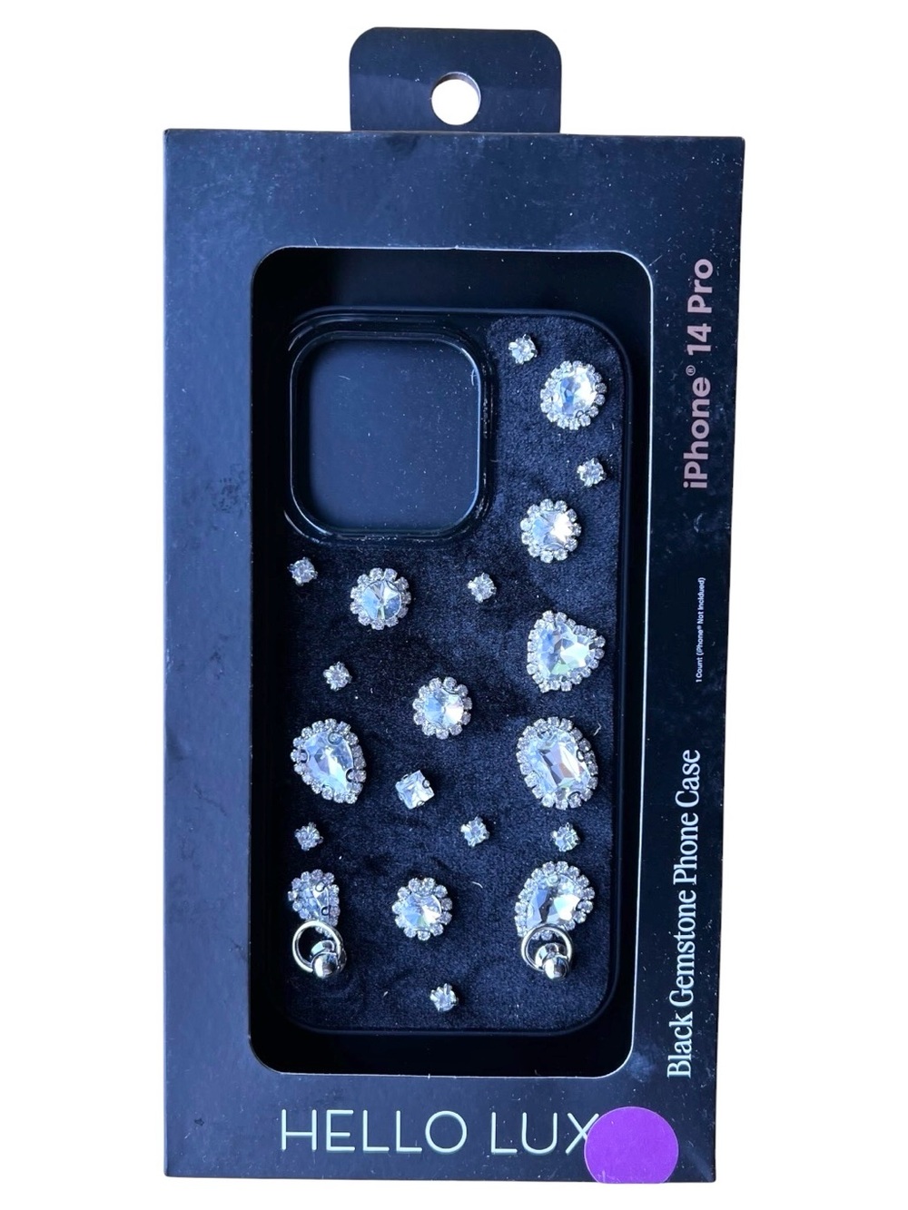 Hello Lux iPhone 14 Pro Black Gemstone iPhone Case New